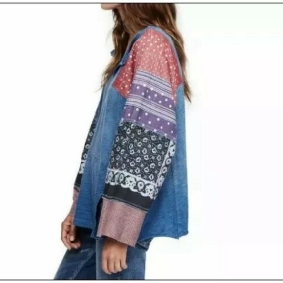 FP We the Free Shibuya Patchwork Sleeve Tunic M - Picture 4 of 5